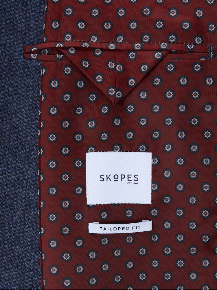 Skopes Blue Tailored Fit Tweed Effect Newsam Jacket - Image 6 of 6