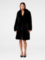 Forever New Black Amina Faux Fur Coat - Image 5 of 5