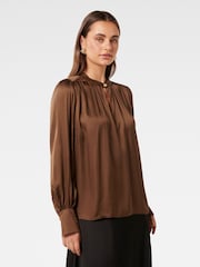 Forever New Brown Kai Gathered Detail Blouse - Image 4 of 5