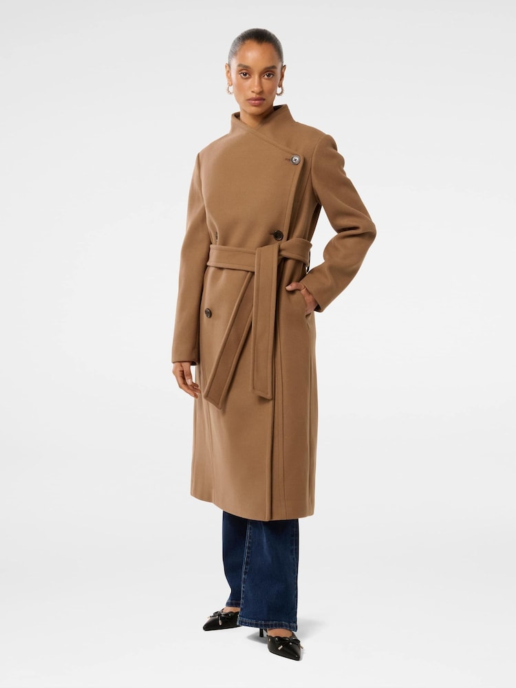 Forever New Brown Petite Ari Funnel Neck Coat - Image 5 of 5
