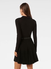 Forever New Black Eliana Pleated Skirt Mini Dress - Image 2 of 5