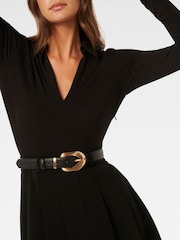 Forever New Black Eliana Pleated Skirt Mini Dress - Image 3 of 5