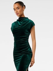 Forever New Green Petite Sammy Velvet Bodycon Dress - Image 3 of 4