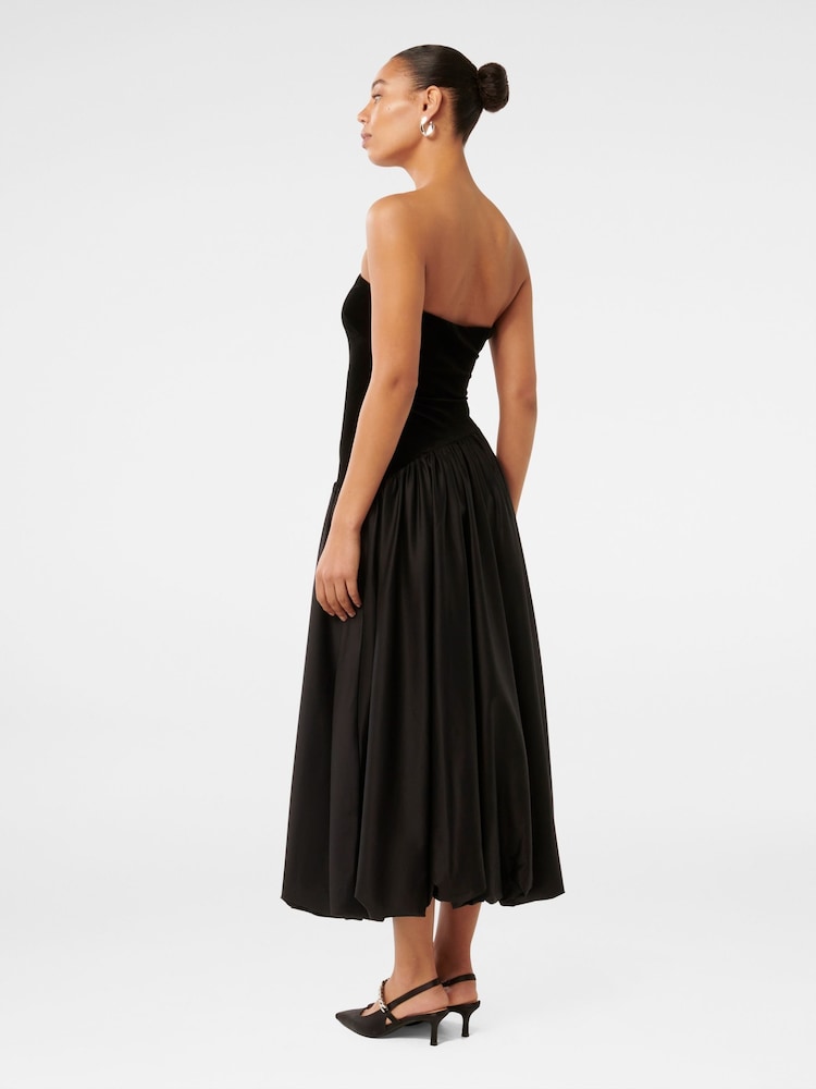 Forever New Black Delilah Velvet Bubble Hem Midi Dress - Image 2 of 4