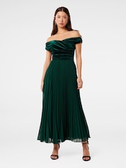 Forever New Green Rebecca Off Shoulder Velvet Gown - Image 2 of 6