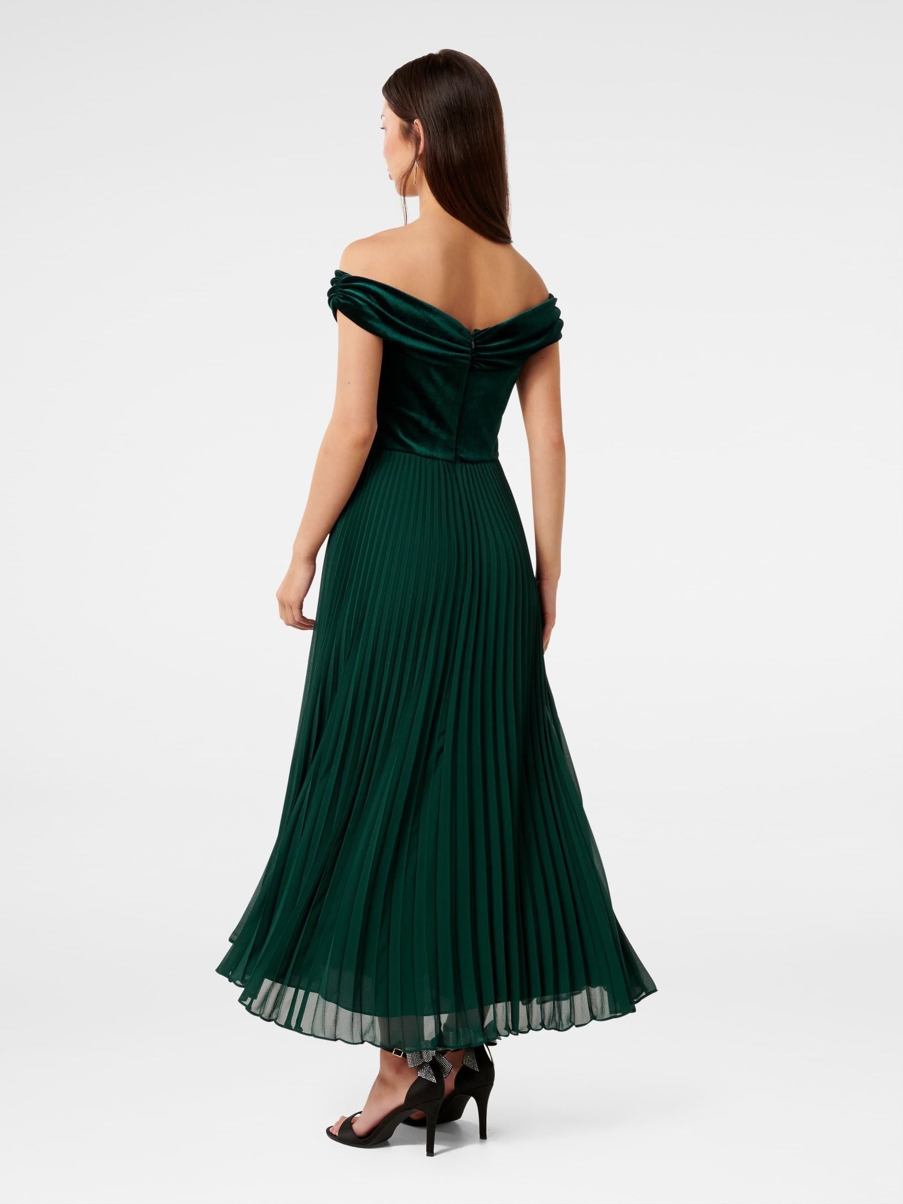 Buy Forever New Green Rebecca Off Shoulder Velvet Gown from the