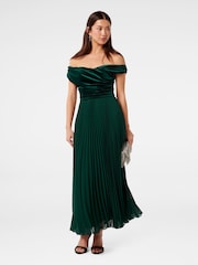 Forever New Green Rebecca Off Shoulder Velvet Gown - Image 6 of 6