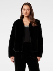 Forever New Black Lana Faux Fur Coat - Image 1 of 5