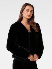 Forever New Black Lana Faux Fur Coat - Image 4 of 5