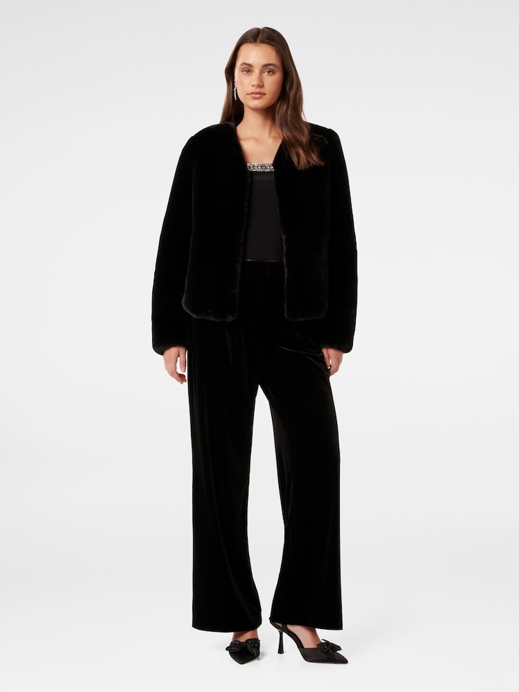 Forever New Black Lana Faux Fur Coat - Image 5 of 5
