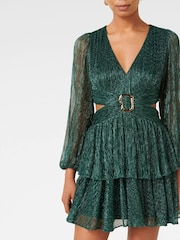 Forever New Green Donna Plisse Mini Dress - Image 3 of 5