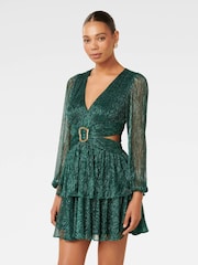 Forever New Green Donna Plisse Mini Dress - Image 4 of 5