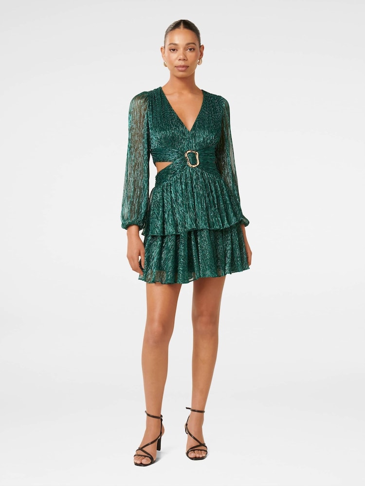 Forever New Green Donna Plisse Mini Dress - Image 5 of 5