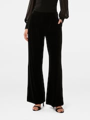 Forever New Black Anastasia Velvet Wide Leg Trousers - Image 1 of 5