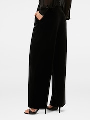 Forever New Black Anastasia Velvet Wide Leg Trousers - Image 2 of 5