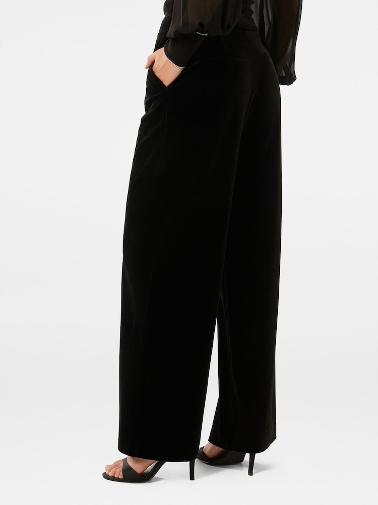 Forever New Black Anastasia Velvet Wide Leg Trousers - Image 2 of 5
