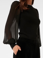 Forever New Black Anastasia Velvet Wide Leg Trousers - Image 3 of 5
