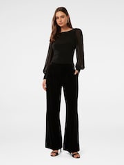 Forever New Black Anastasia Velvet Wide Leg Trousers - Image 5 of 5