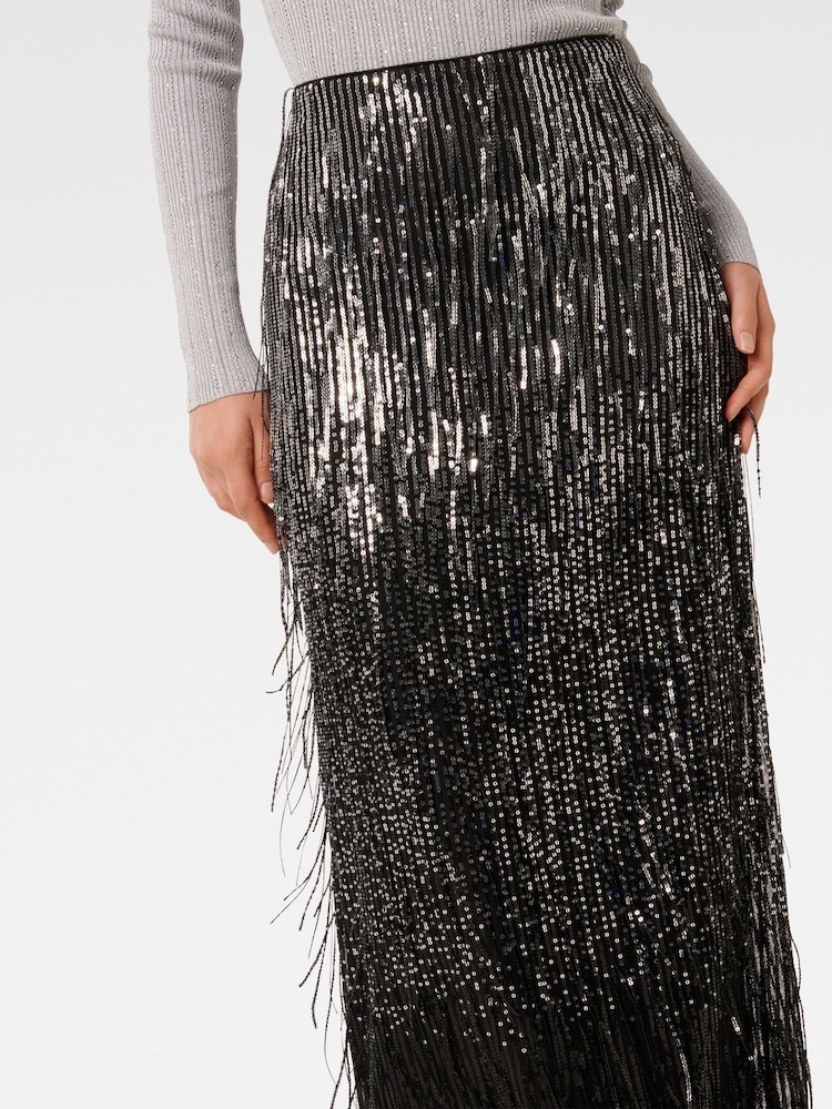 Buy Forever New Black Aria Tassel Sequin Skirt from Next Denmark