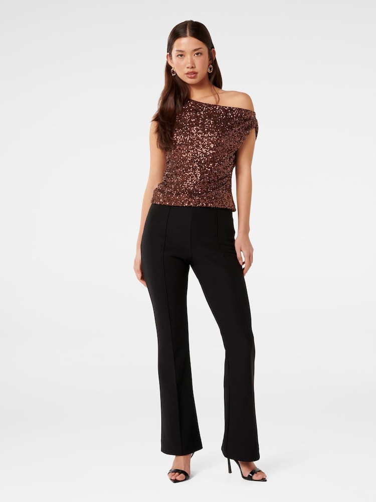 Forever New Black Aubrey Flare Trousers - Image 5 of 5