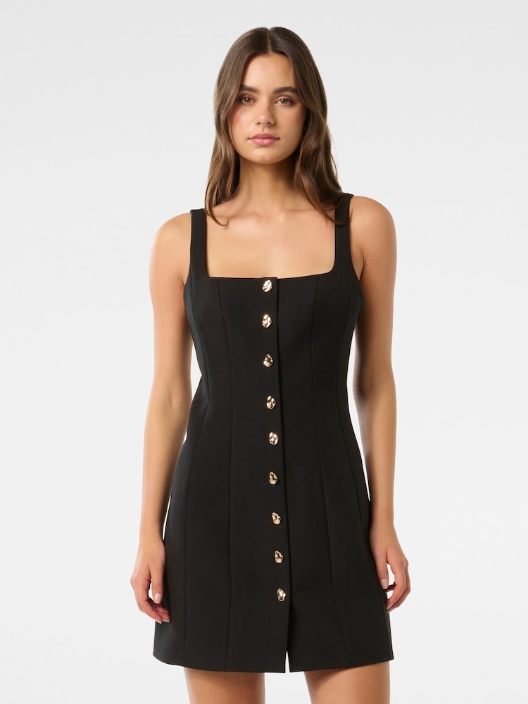 Forever New Black Penny Button Down Mini Dress - Image 1 of 5