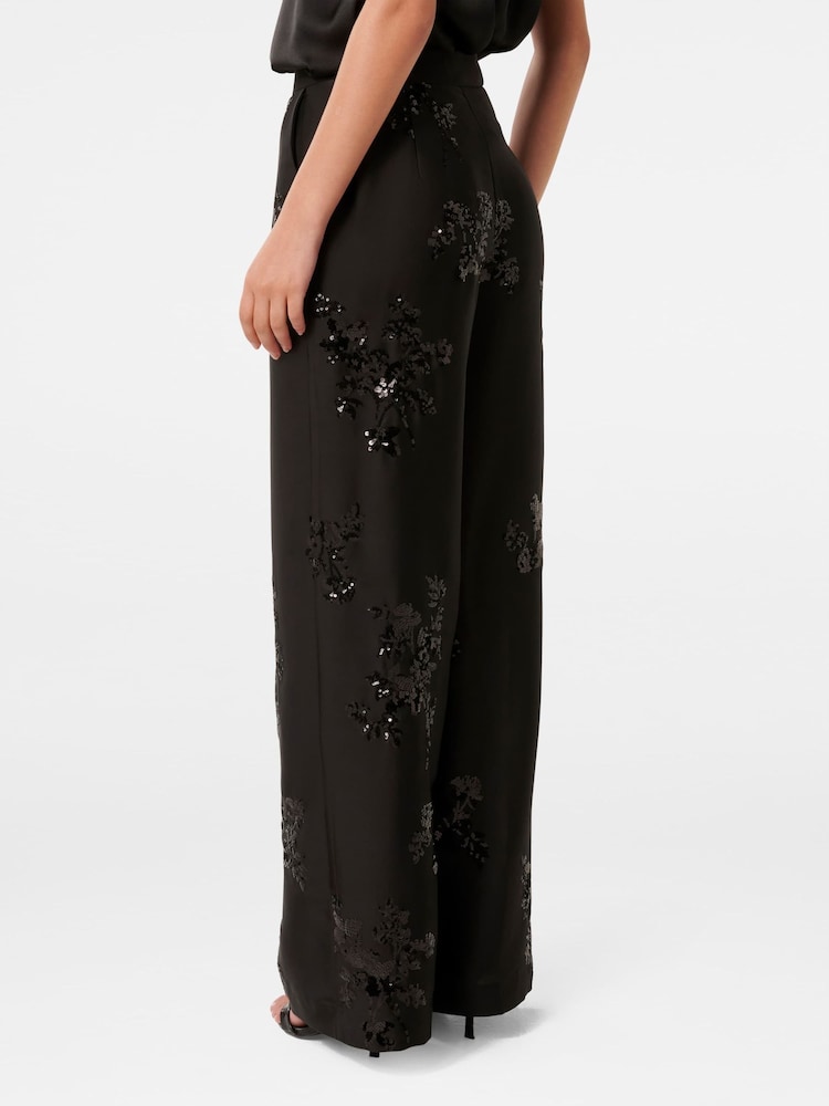 Forever New Black Sonnie Sequin Wide Leg Pants - Image 2 of 5