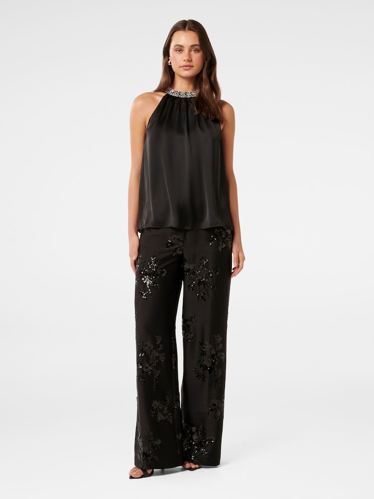 Forever New Black Sonnie Sequin Wide Leg Pants - Image 5 of 5