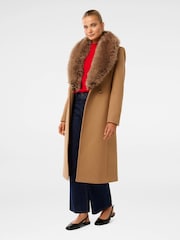 Forever New Brown Monica Faux Fur Collared Wrap Coat - Image 10 of 11