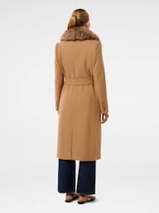 Forever New Brown Monica Faux Fur Collared Wrap Coat - Image 8 of 11