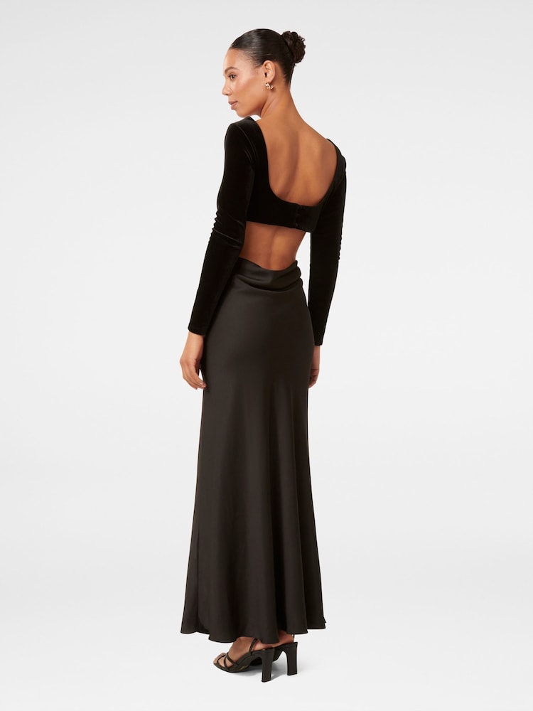 Forever New Black Hadley Velvet Satin Maxi Dress - Image 2 of 4