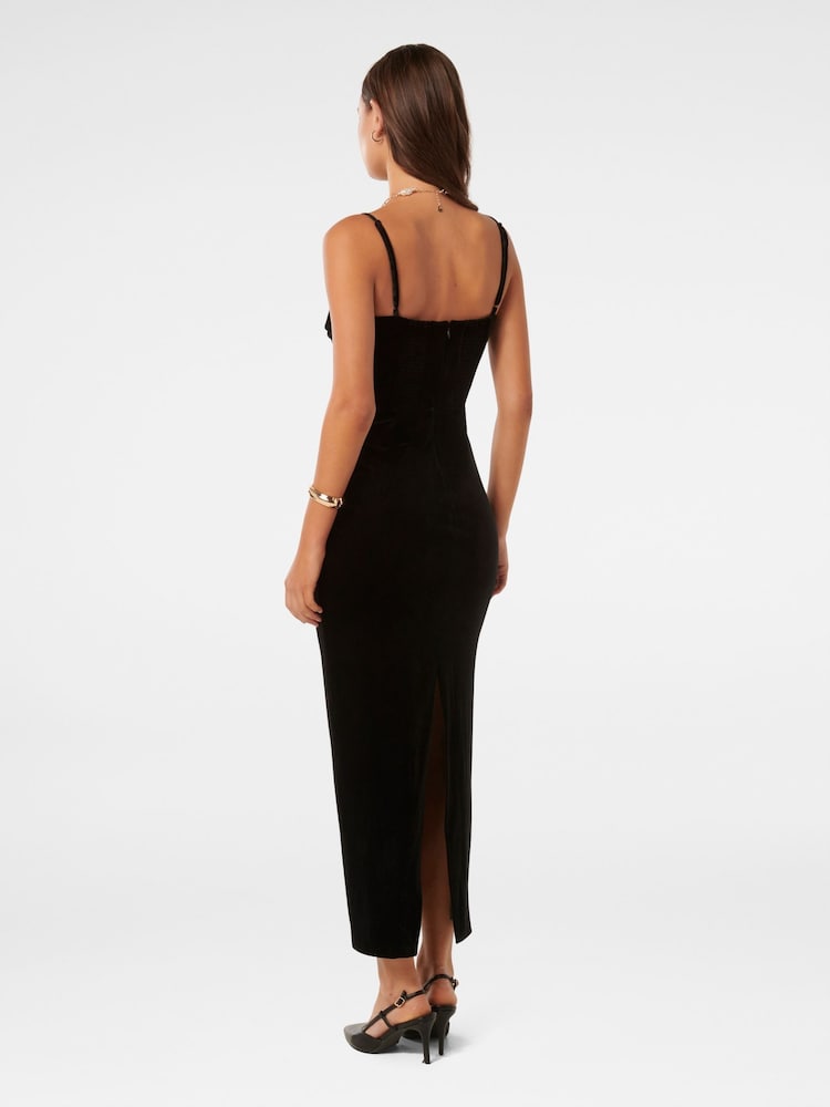 Forever New Black Skyler Strappy Velvet Midi Dress - Image 2 of 4