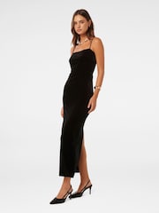 Forever New Black Skyler Strappy Velvet Midi Dress - Image 4 of 4