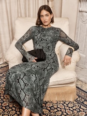 Forever New Green Tammy Asymmetrical Hem Midi Dress - Image 3 of 7