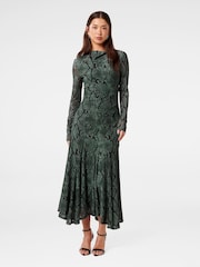 Forever New Green Tammy Asymmetrical Hem Midi Dress - Image 4 of 7