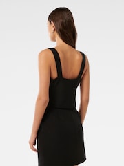 Forever New Black Camilla Embellished Trim Crepe Top - Image 2 of 5