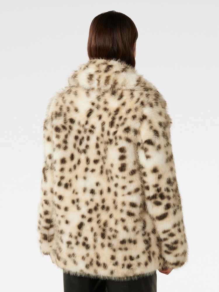 Forever New Natural Suzie Animal Faux Fur Coat - Image 2 of 5