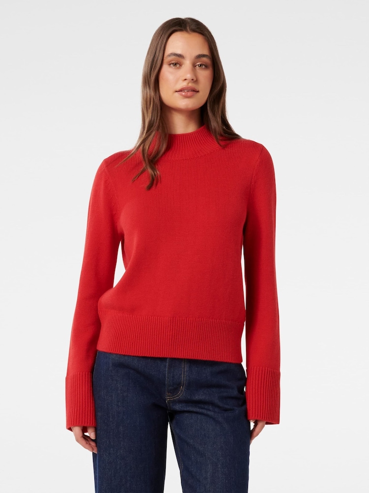 Forever New Red Poppy Stand Neck Jumper - Image 1 of 5