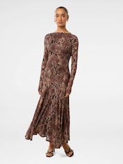 Forever New Brown Petite Tammy Asymmetrical Hem Midi Dress - Image 1 of 4