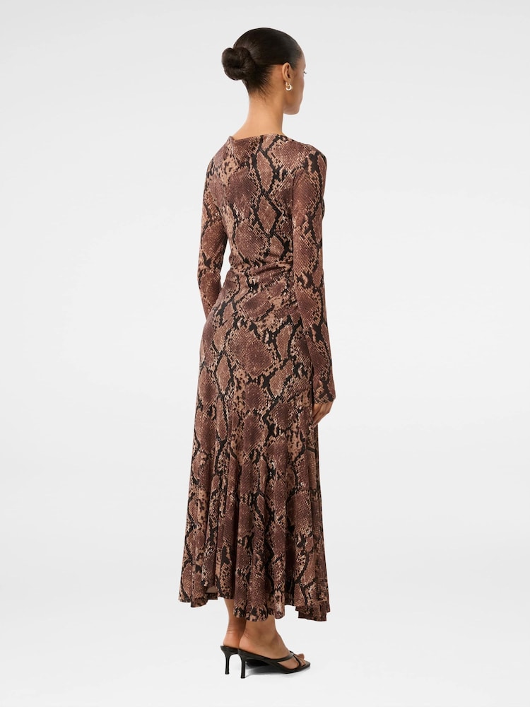 Forever New Brown Petite Tammy Asymmetrical Hem Midi Dress - Image 2 of 4