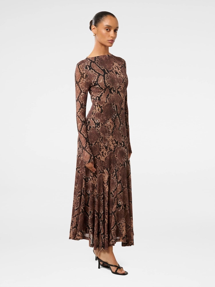 Forever New Brown Petite Tammy Asymmetrical Hem Midi Dress - Image 4 of 4