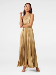 Forever New Gold Jayla Metallic One Shoulder Maxi Dress - Image 1 of 4