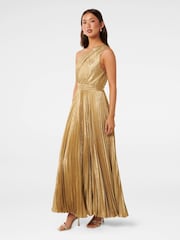 Forever New Gold Jayla Metallic One Shoulder Maxi Dress - Image 2 of 4