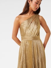 Forever New Gold Jayla Metallic One Shoulder Maxi Dress - Image 4 of 4