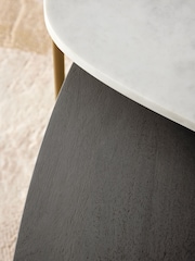 Dark Grey Valencia Marble and Mango Wood Nest of 2, Rectangular Coffee Tables - Image 3 of 8