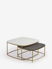 Dark Grey Valencia Marble and Mango Wood Nest of 2, Rectangular Coffee Tables - Image 6 of 8