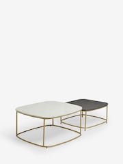 Dark Grey Valencia Marble and Mango Wood Nest of 2, Rectangular Coffee Tables - Image 7 of 8