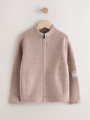 Neutral Utility Zip Through Knitted Cardigan (3-16yrs) - Image 5 of 8