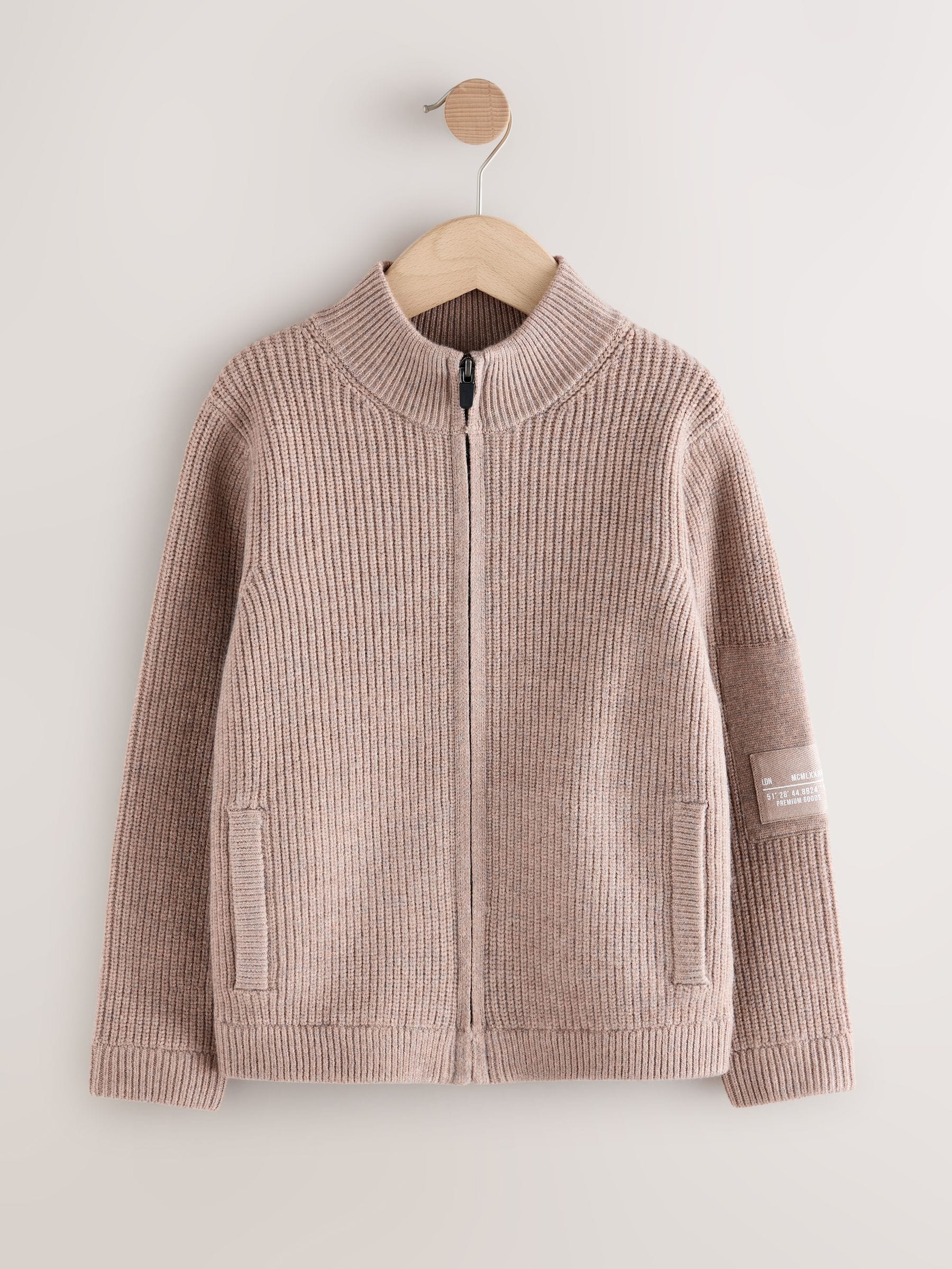 Buy Neutral Utility Zip Through Knitted Cardigan (3-16yrs) from