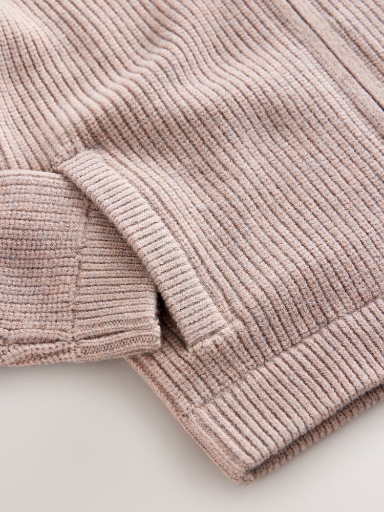 Neutral Utility Zip Through Knitted Cardigan (3-16yrs) - Image 8 of 8