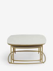 Light Grey Valencia Marble and Mango Wood Nest of 2, Rectangular Coffee Tables - Image 2 of 8